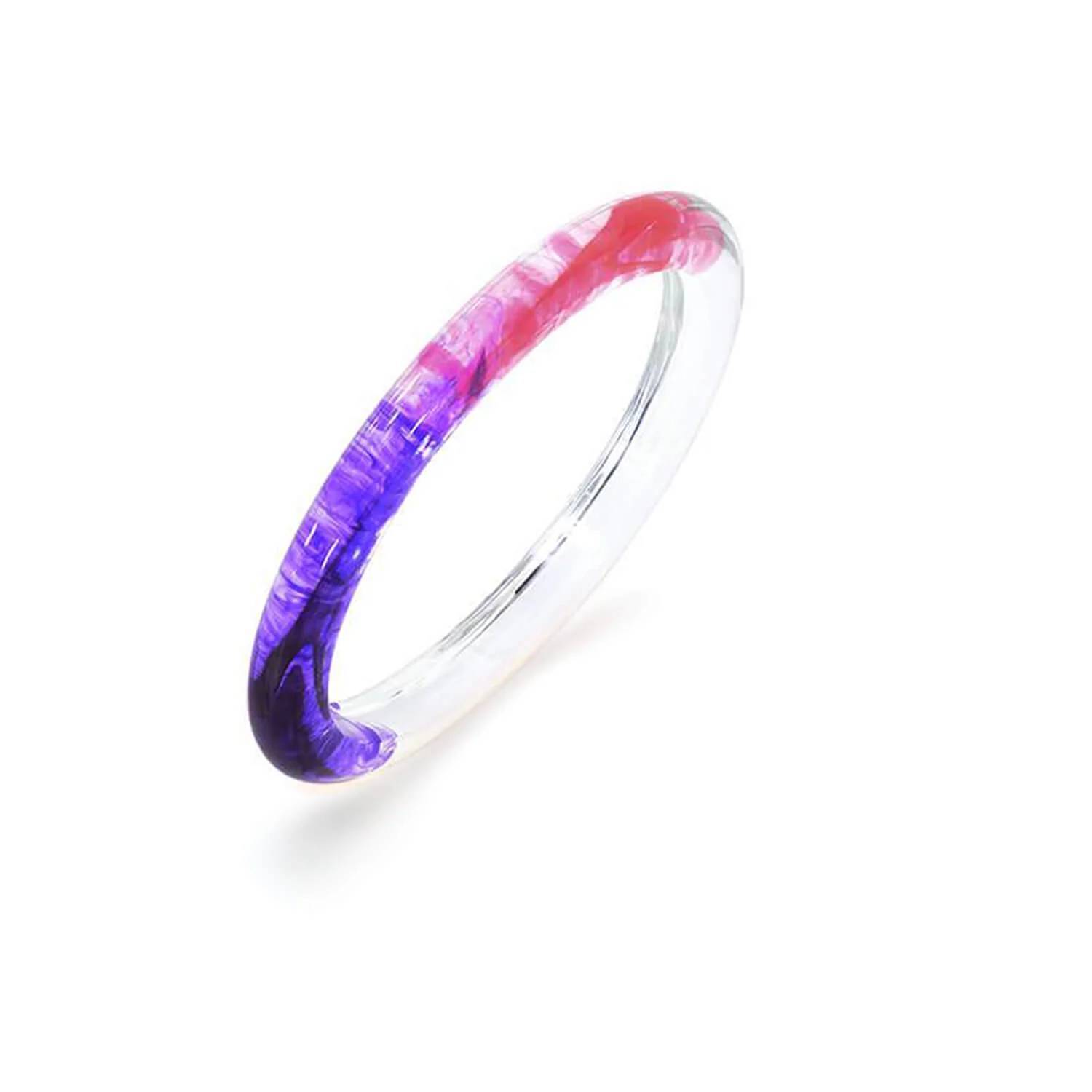 New Gold & Honey Women's Tie Dye Slip On Lucite Bangles In Purple-Pink
